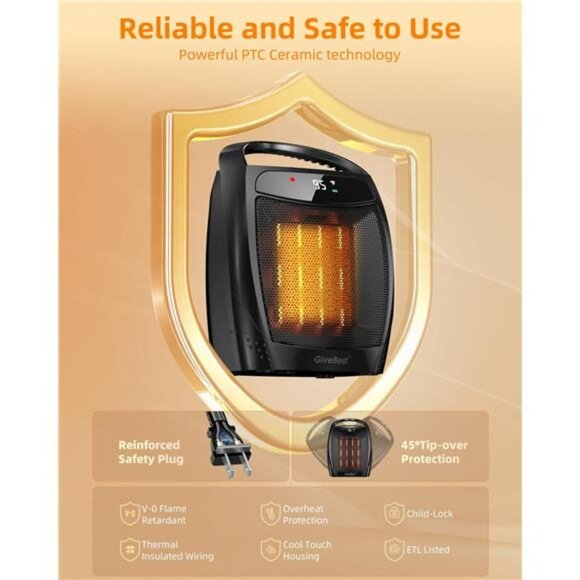 Space Heater, 1500W Portable Electric Heaters for Indoor Use, Heater for Office - Picture 2 of 8